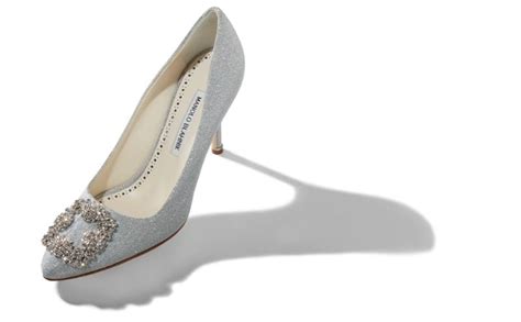 hangisi notturno bride silver metallic fabric jewel buckled pumps|Manolo Blahnik .